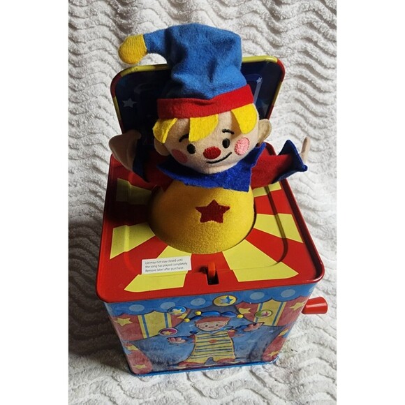 RETRO Schylling's Silly Circus JACK-In-The-BOX Tin Toy Musical Pop-Up CLOWN EuC - Picture 5 of 8